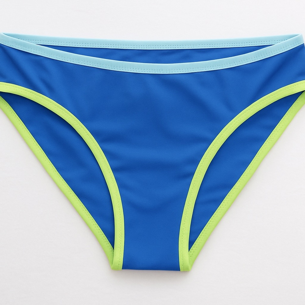 NWT Aerie Bikini Bottoms XS | Blue + Lime Trim | $24.95 MSRP - Picture 2 of 5